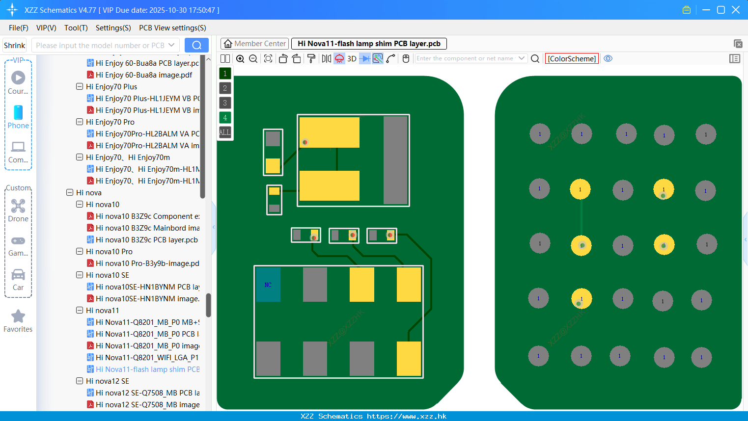 Huawei Hi Nova11-flash Lamp Shim PCB Layer